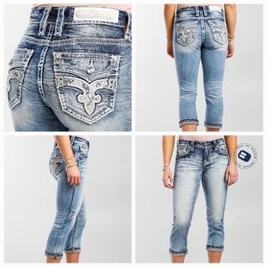 🤘NeW🎸 ROCK REVIVAL SNAKESKIN KATYDID EASY STRETCH CROPPED JEANS 30